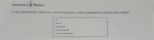 Using appropriate repetition control structure, write a program to display this output