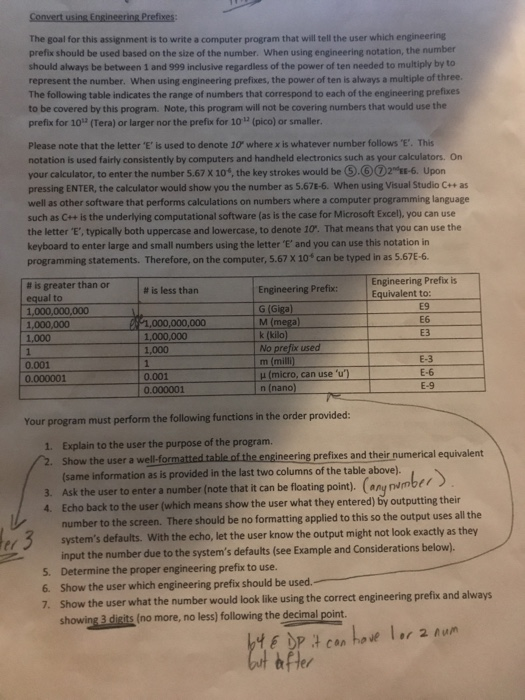  Convert using Engineering Prefixes The goal for this assignment is to