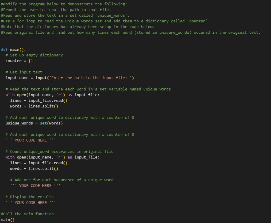  #Modify the program below to demonstrate the following: #Prompt the user