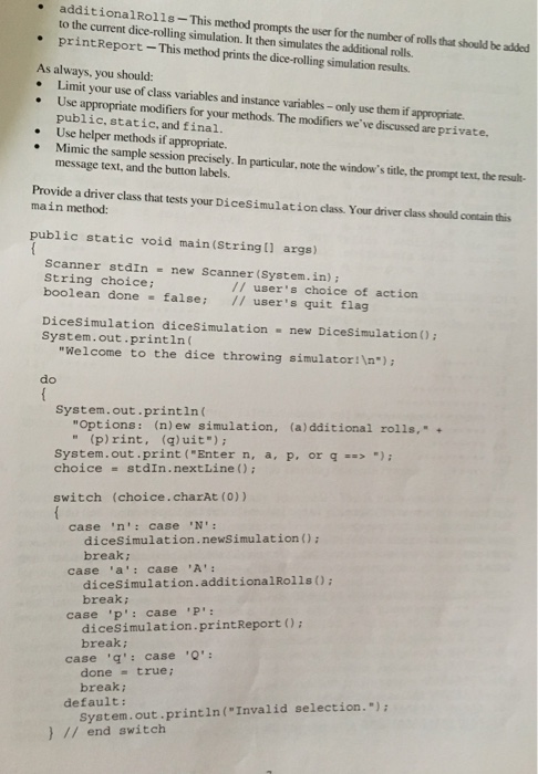: Write a complete program that simulates the rolling of two dice.