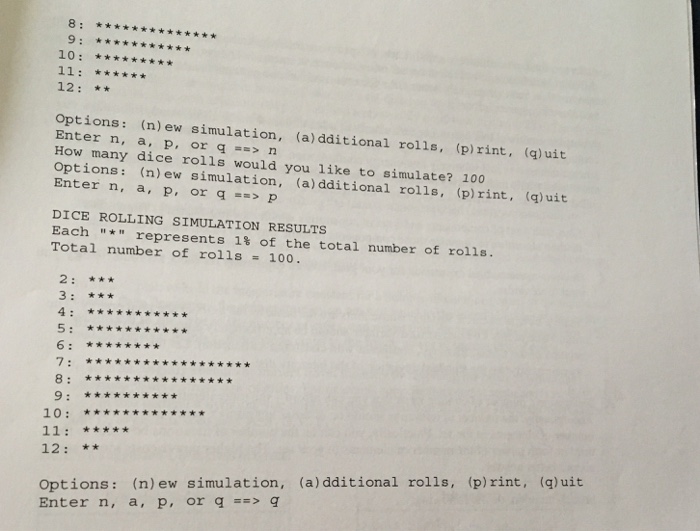 histogram of the number of rolls for each possible pair value. In