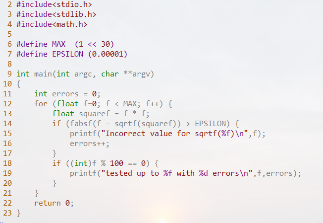 Language C: Given the code: What is causing this program to stall?