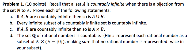 Discrete Structures comp sci Problem 1. (10 points) Recall that a set