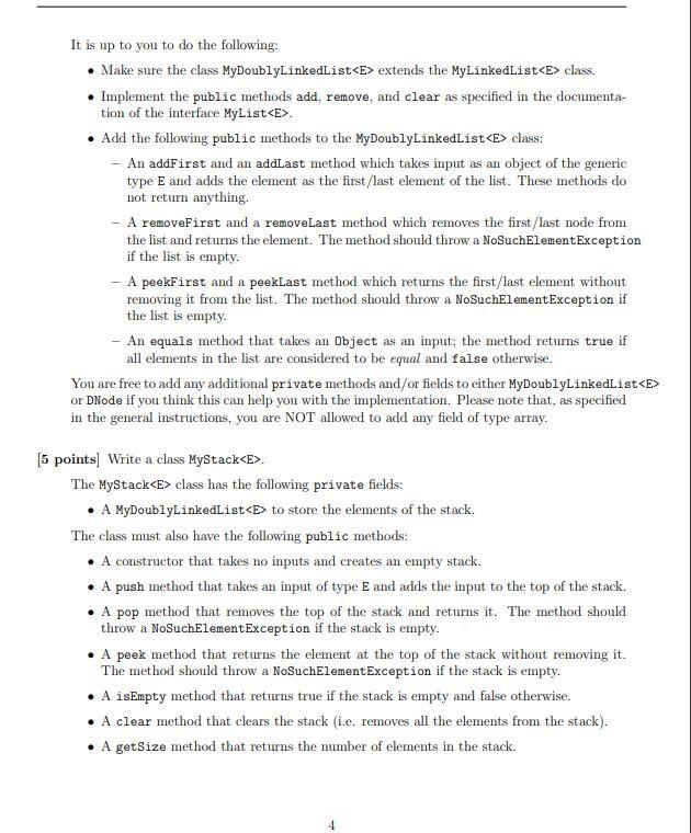 different data structures. [5 points] Write an interface MyList E> with a