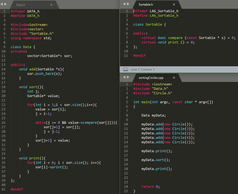 Create a class called Circle which inherits from Sortable. A Circle object