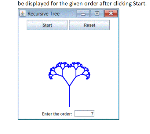 JPanel and implements ActionListener Create a class TestRecursiveTree RecursiveTree has an instance