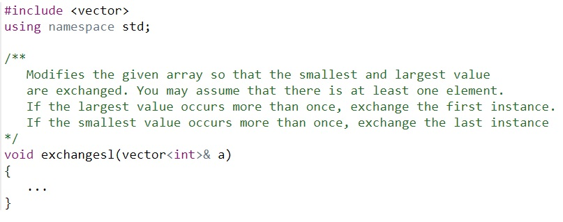 namespace std; void exchangesl(vector&); void print(vector v for (int i- 0; i