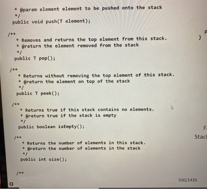 * Defines the interface to a stack collection. * @author Java Foundations