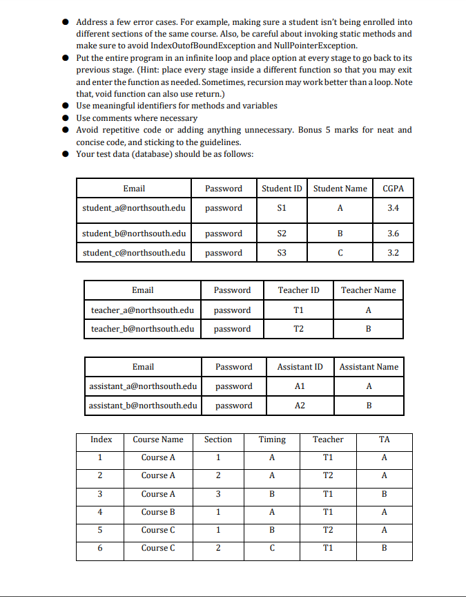 in only one section of a particular course, given that the ing