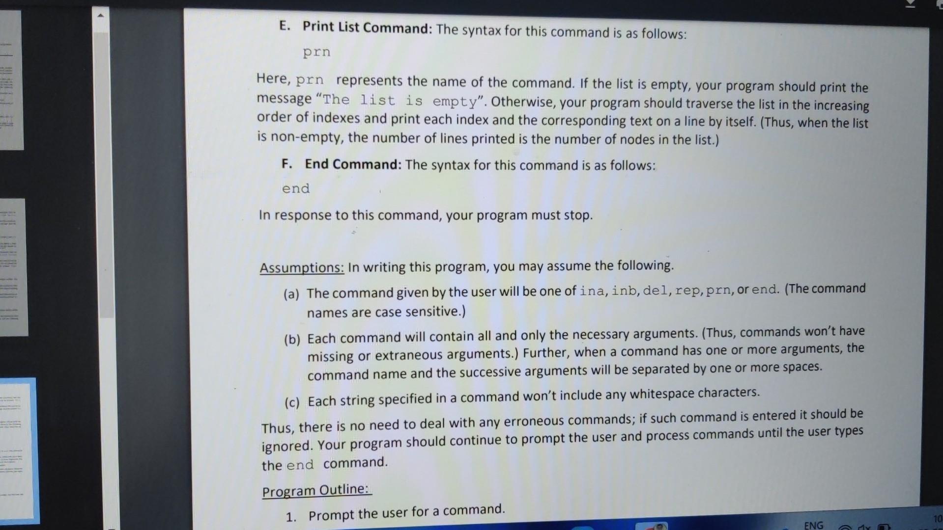 program deals with linked lists. Each node of such a list contains