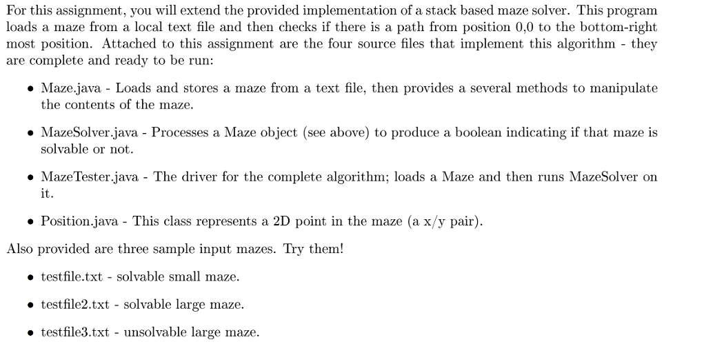  JAVA FILE 1 import java.util.*; import java.io.*; /** * Maze represents