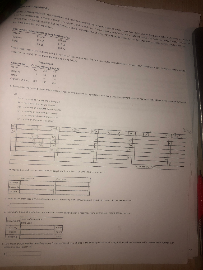 SHOW WORK ON EXCEL STEPS BY STEPS. m 4-17 (Algorithmic) de Compony