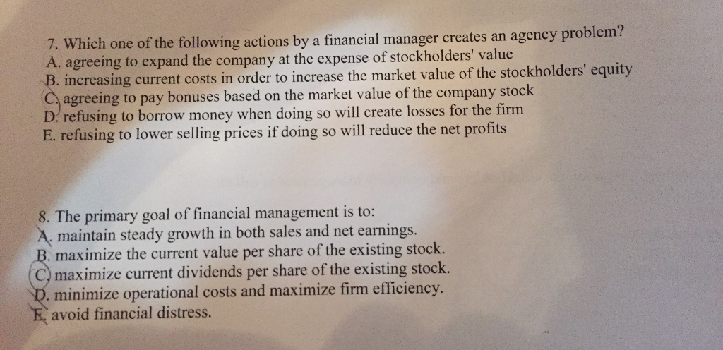 I know for #7 the answer is A and for #8 it