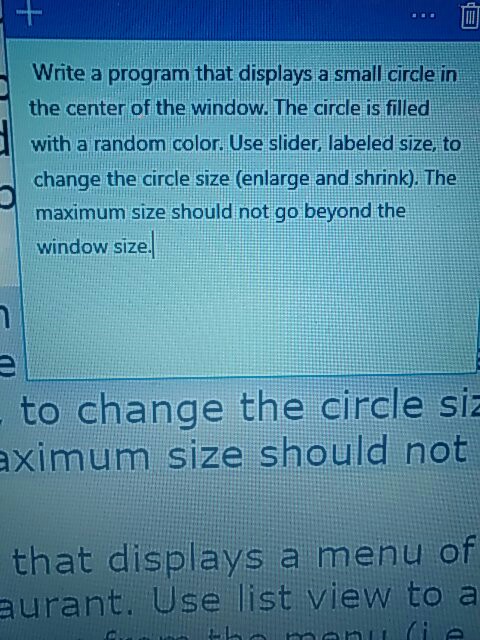  Write a program that displays a small circle in the center