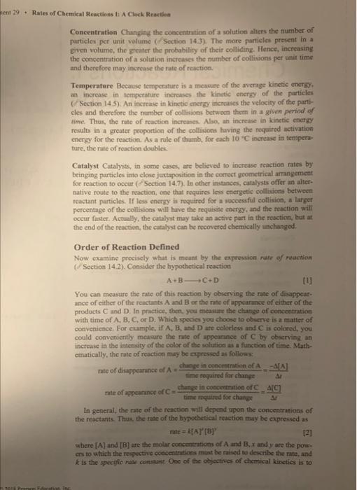 Chemical Reactions I: A Clock Reaction To measare the effect of concentration