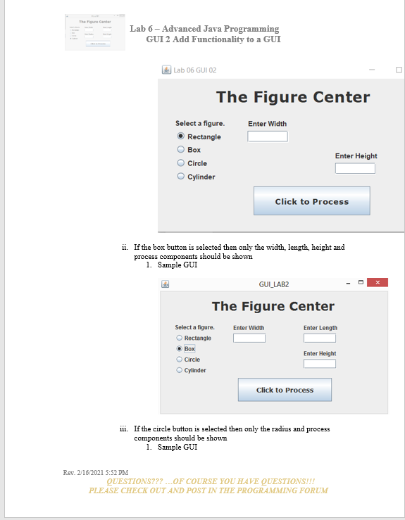 with: //Michael Ryan //Lab 05 GUI 1 Build a non-functional GUI //2.18.2021
