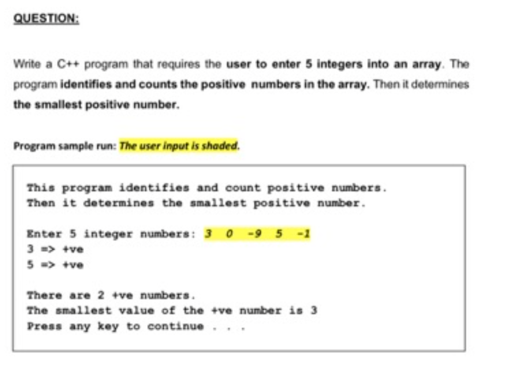 Write a C++ program that requires the user to enter 5