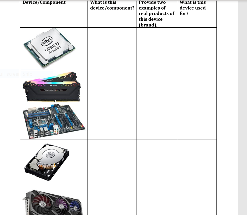 Device/Component What is this Provide two What is this device/component? examples