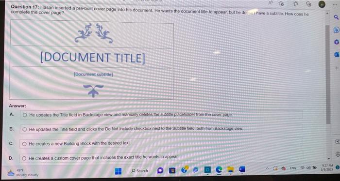 document is updated to match the new settings. Question 6: From where