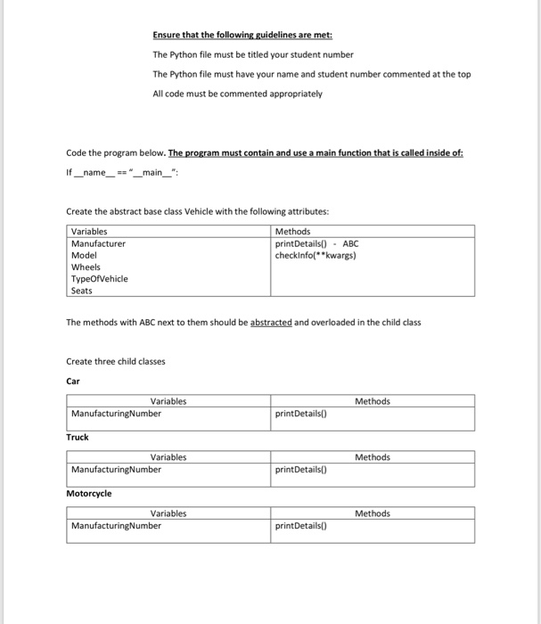  The Python file must be titled your student number The Python