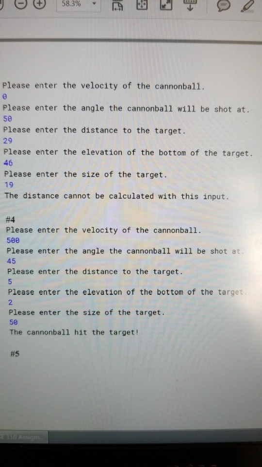 write a program that will "fire" a cannonball at a mid-air target