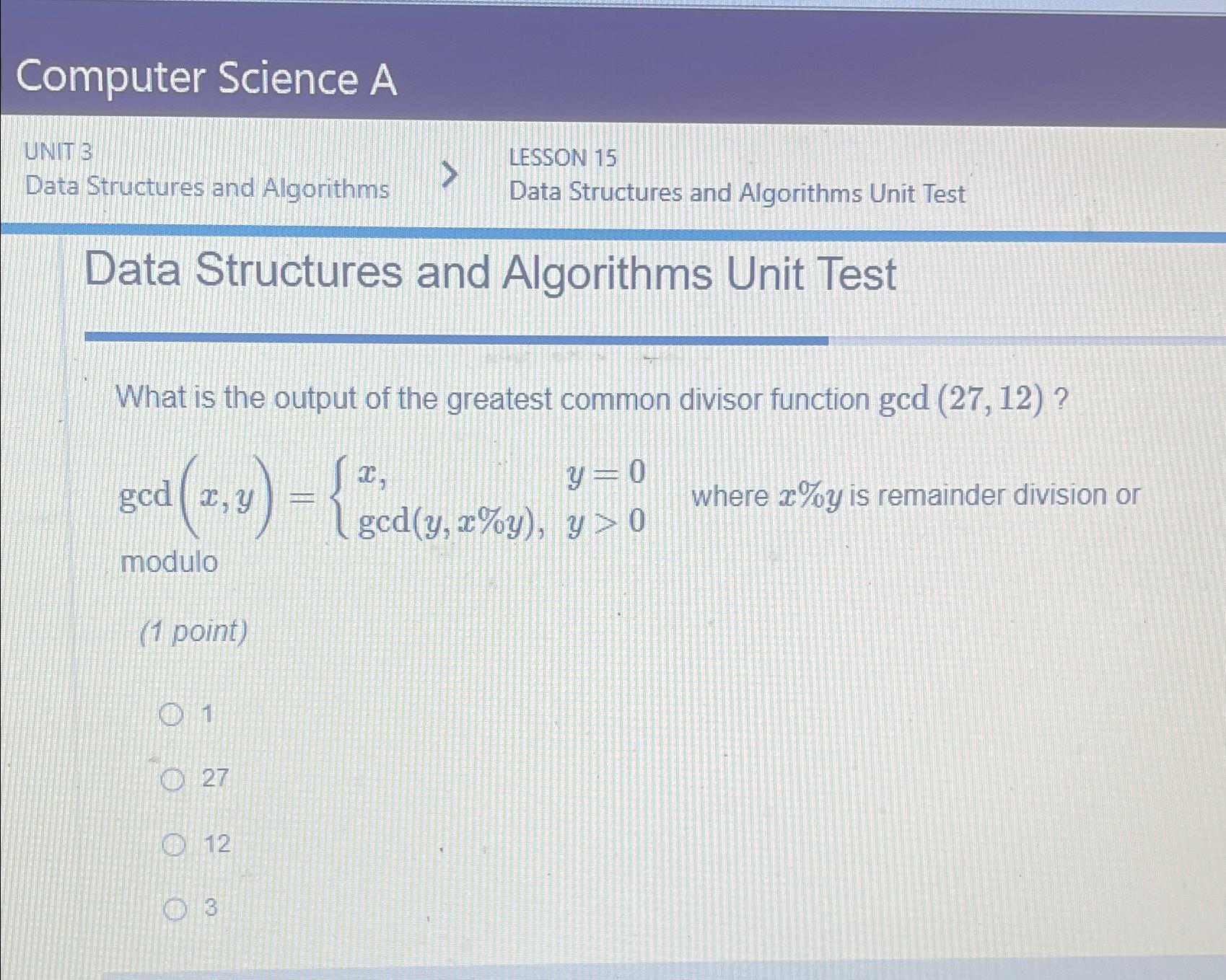  Computer Science A UNIT 3 LESSON 15 Data Structures and Algorithms