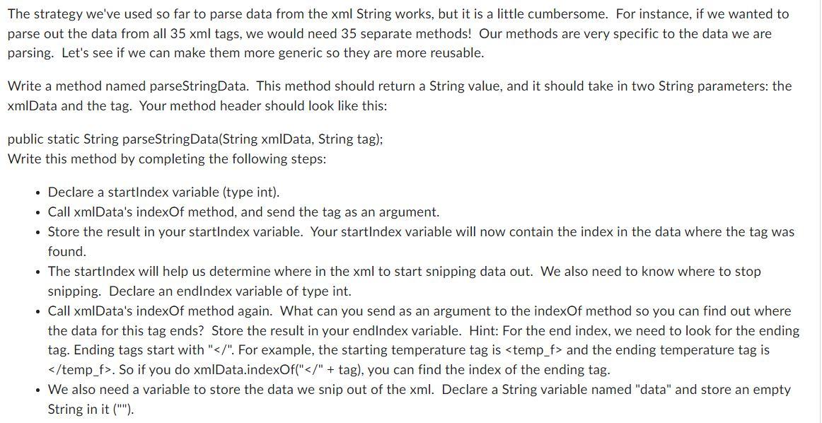 far to parse data from the xml String works, but it is