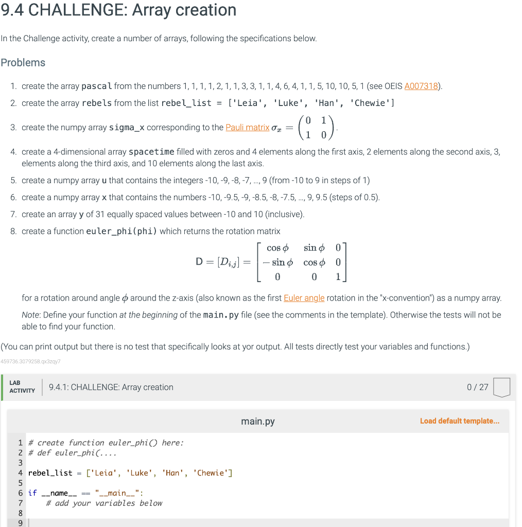 In python please. Thank you In the Challenge activity, create a number