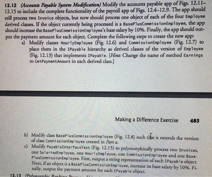  Problem 12.12 in c#. Please dont copy from somewhere else or