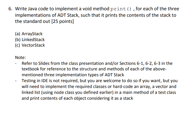 Answer in Java, thank you. Update: All Stack Interface is provided below