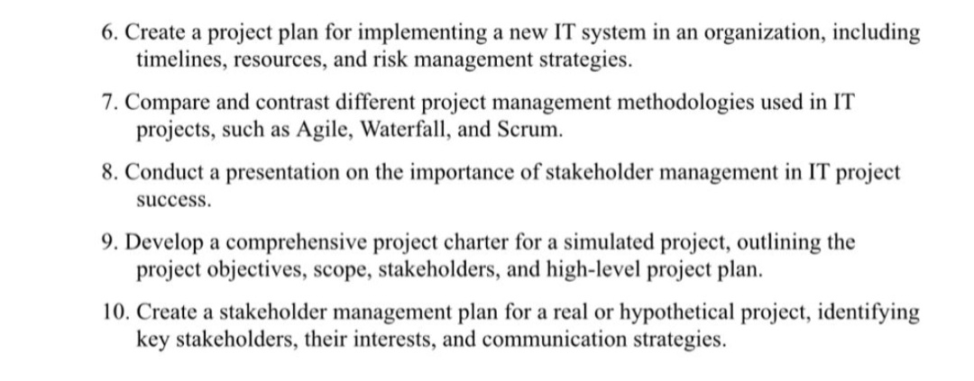  Create a project plan for implementing a new IT system in