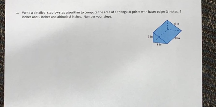  Write a detailed, step-by-step algorithm to compute the area of a