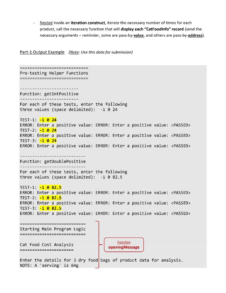 Data will be entered for three similar products and then displayed back