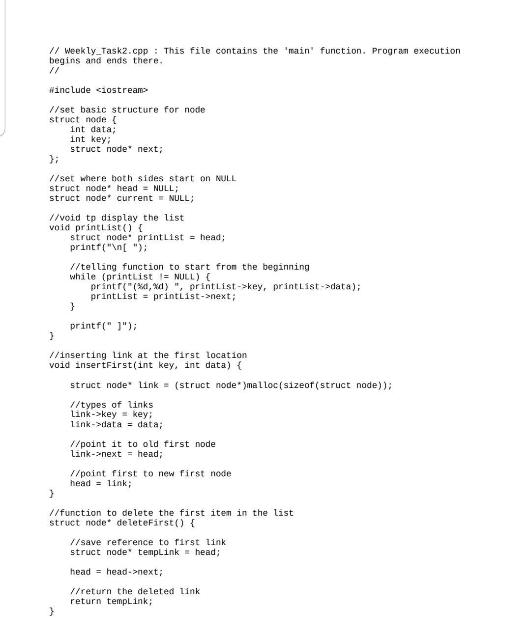 FOR A DATA STRUCT C++ CLASS. PLEASE WRITE IN C++ FORMAT. LEAVE