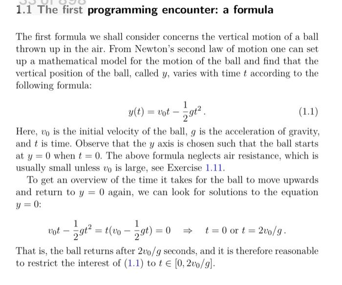  The first formula we shall consider concerns the vertical motion of