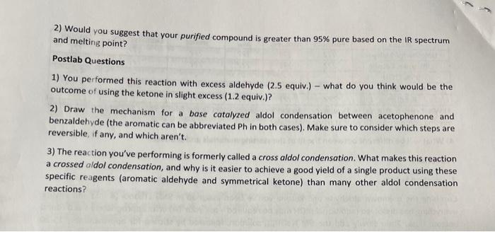 be different between the IR of the starting materials and product? Procedure