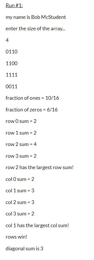 JAVA Assignment Ask the user to enter the size of an array