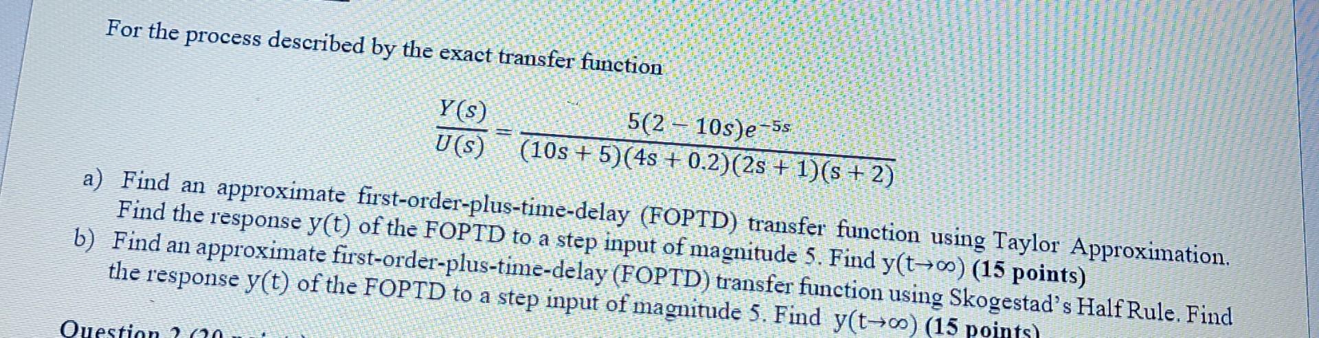 show all steps For the process described by the exact transfer