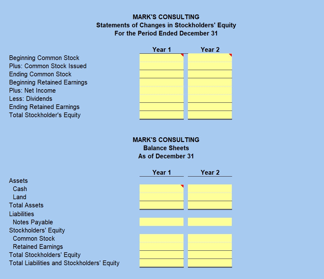 received for services Cash borrowed from creditors 4. Expenses paid 5. Land