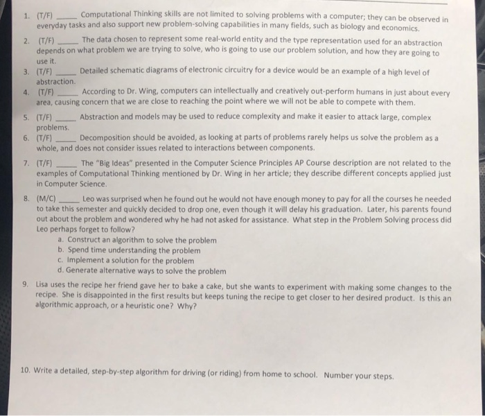  Computational Thinking skills are not limited to solving problems with a