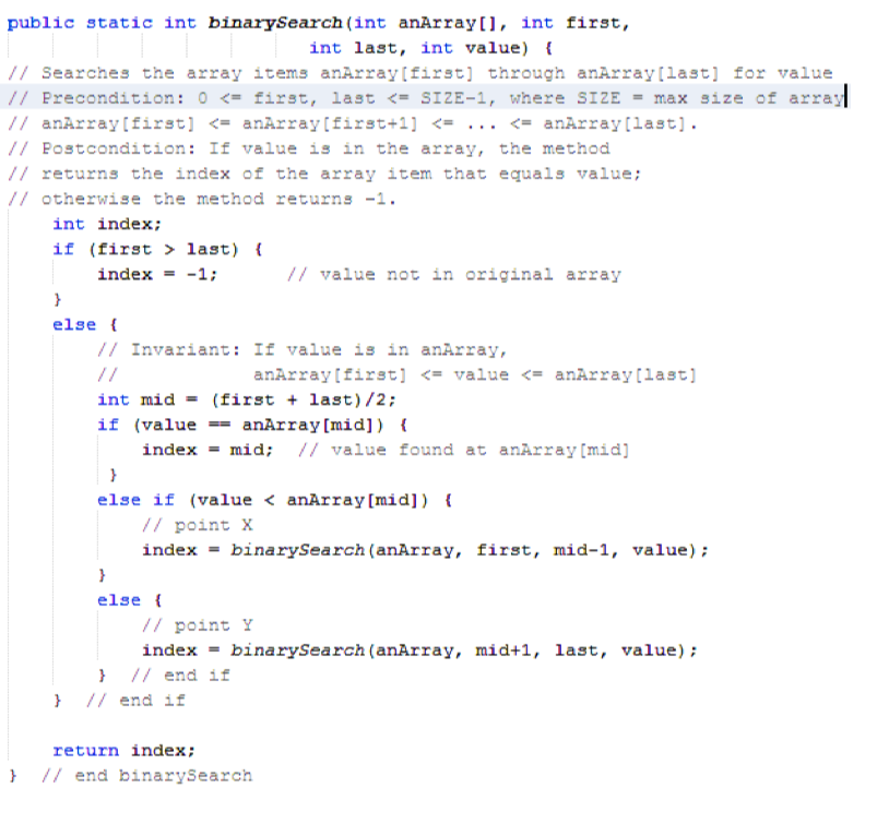 for an array of strings. Name your method myBinarySearch. Example method specification: