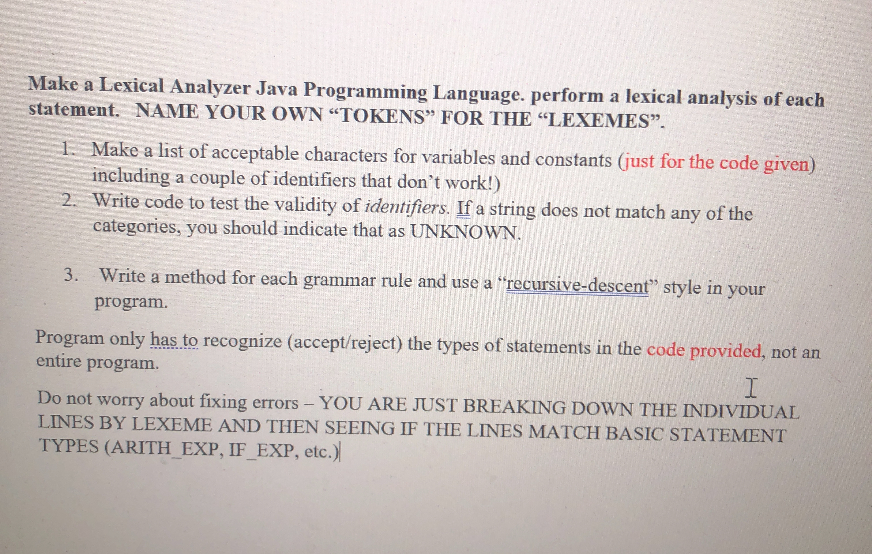  The assignment and the given code is in the two photos