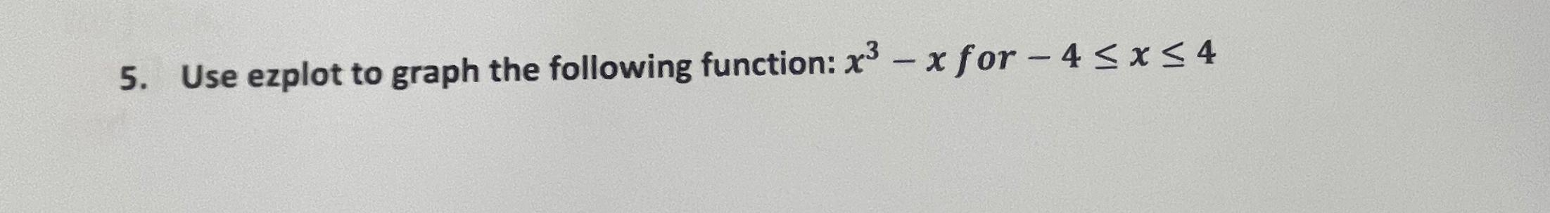  Use ezplot to graph the following function: x3-x for -4x4 