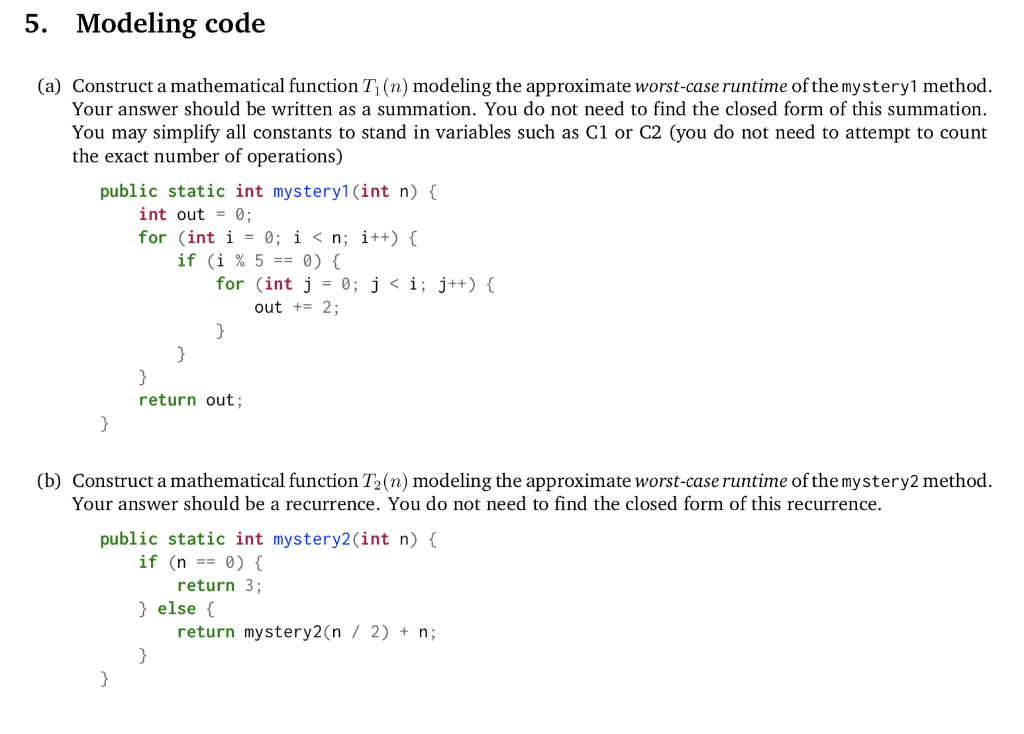  5. Modeling code (a) Construct a mathematical function Ti(n) modeling the