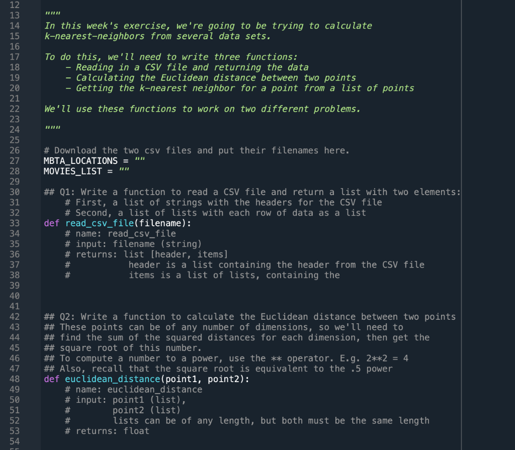  Question: fill this code In this week's exercise, we're going to