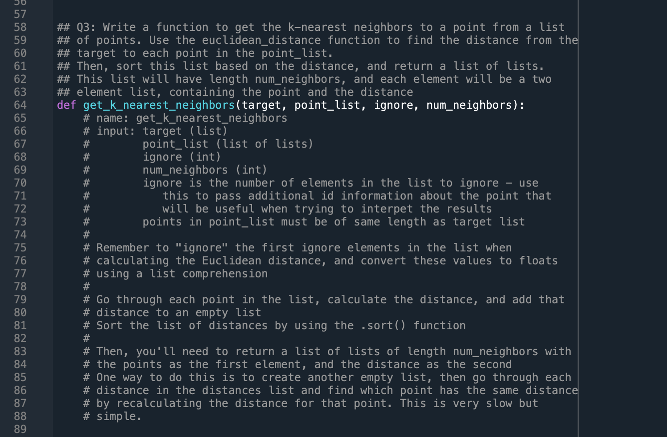 be trying to calculate k-nearest-neighbors from several data sets. To do this,