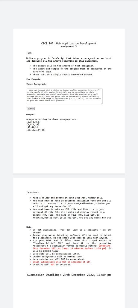  CSCS342 : Web Application Developnent Assignzent 3 Task- Write a progran