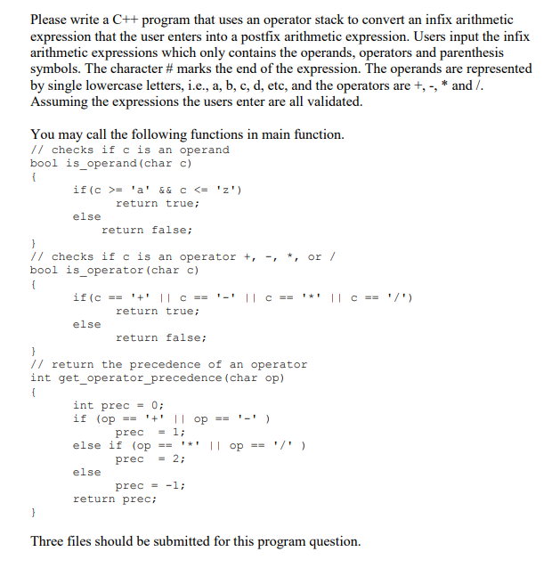 program that uses the Stack class template to convert an infix arithmetic