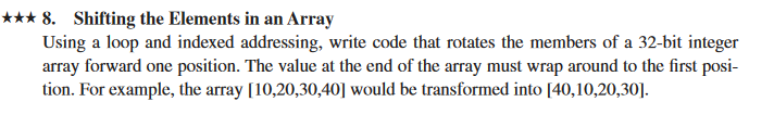  USE ASSEMBLY 8. Shifting the Elements in an Array Using a