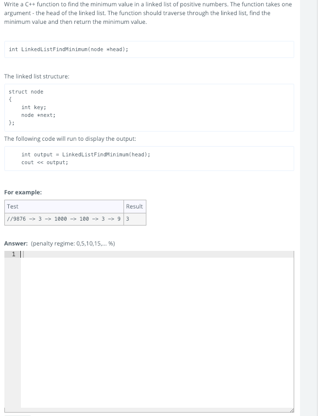 node and linked list struct Node int key: Node *next; 10-20-30-10-10->50->10->NULL What